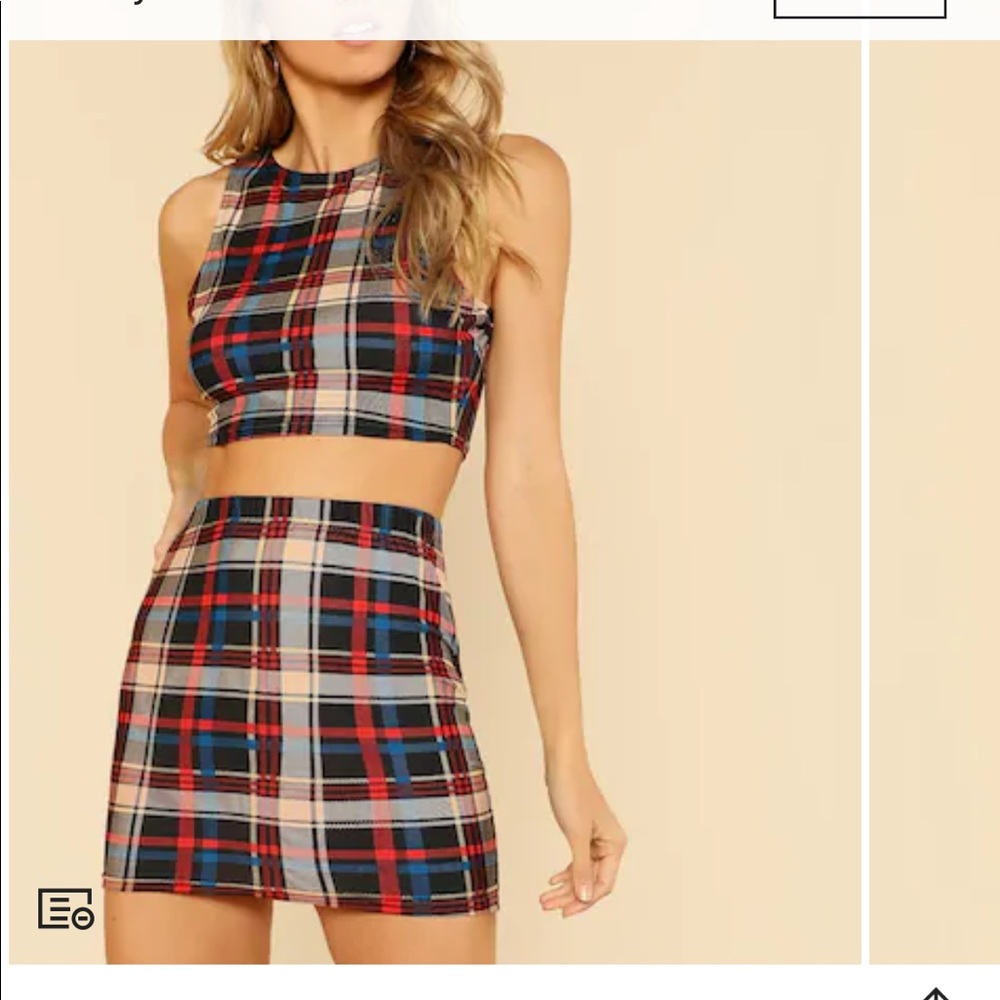 Two Piece Burgundy Plaid Set - Picture 3 of 3